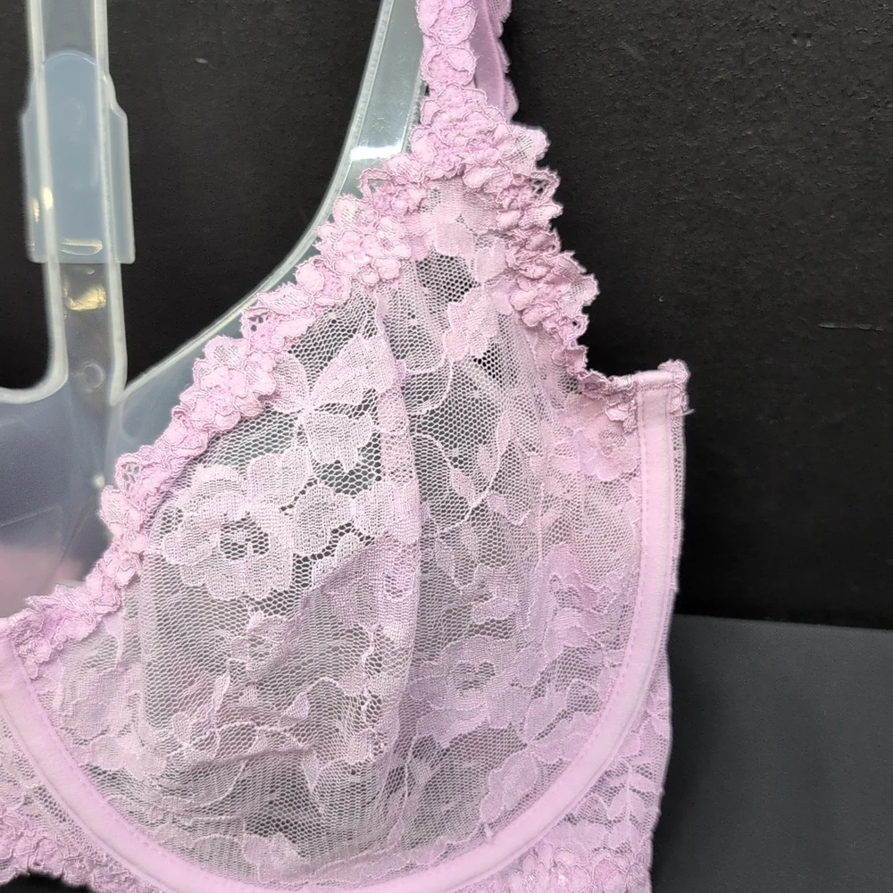 Skims Stretch Lace Unlined Demi Bra 34DDDD Baby Pink - Picture 2 of 12